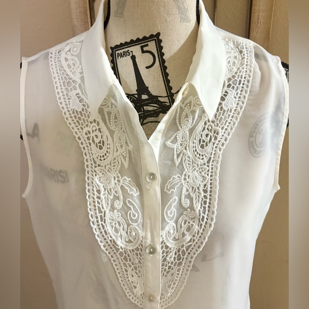 Lovely Chico’s size 1 (medium) sleeveless blouse, EUC - Picture 2 of 4